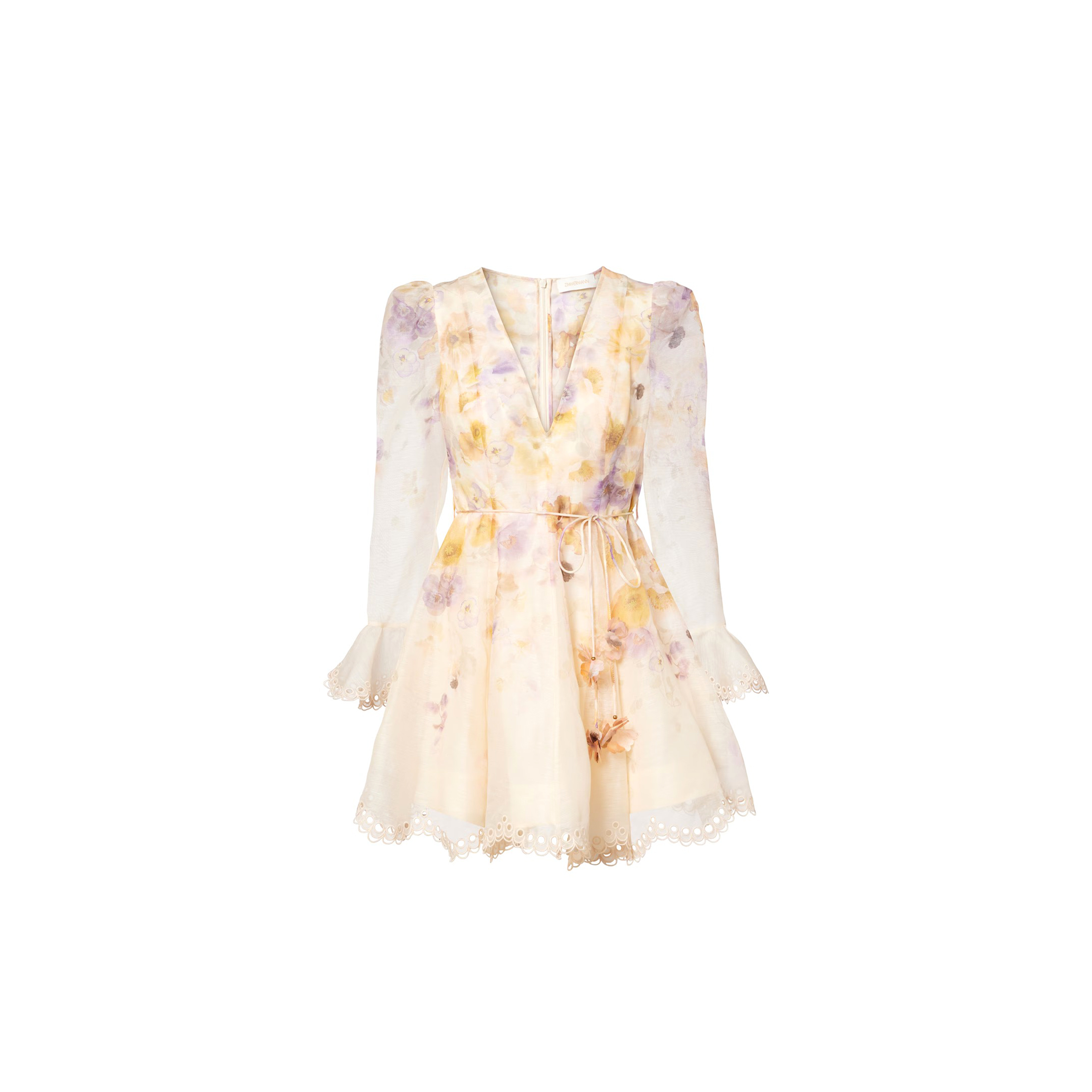 ZIMMERMANN MEMENTO LINEN AND SILK MINIDRESS 